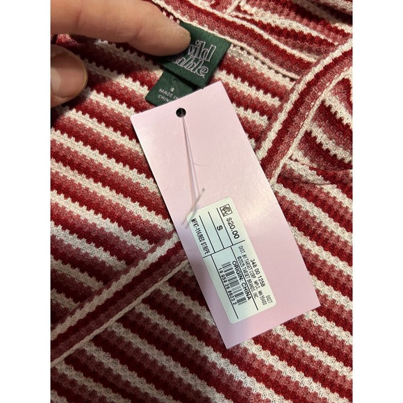 Wild Fable Womens Red Striped Waffle Knit Henley Hoodie Long Sleeve Small NWT - Picture 2 of 3